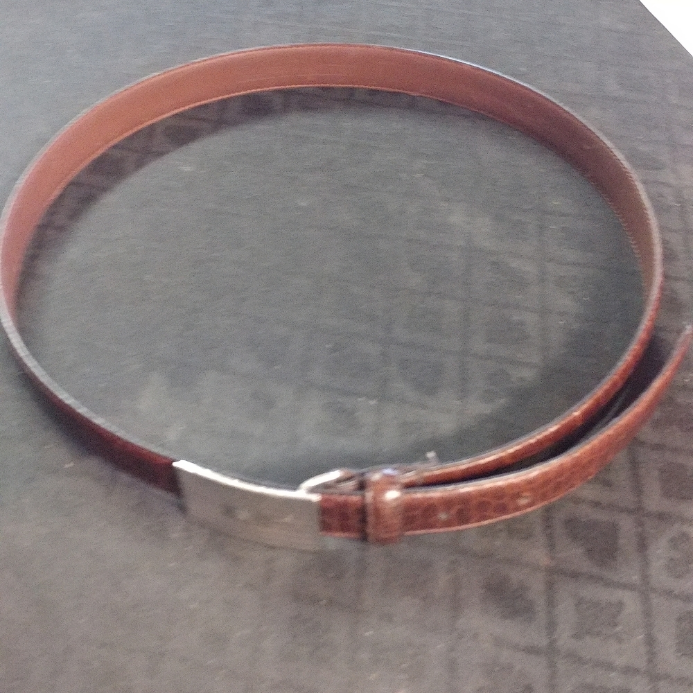 Brown Croc Embossed Leather Belt Monogrammed